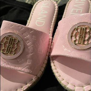 Pink patent River Island slide/espadrilles. Size 40 European 7 English and 9 US